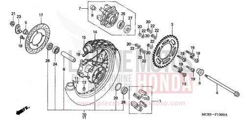 ROUE ARRIERE XL650V1 de 2001